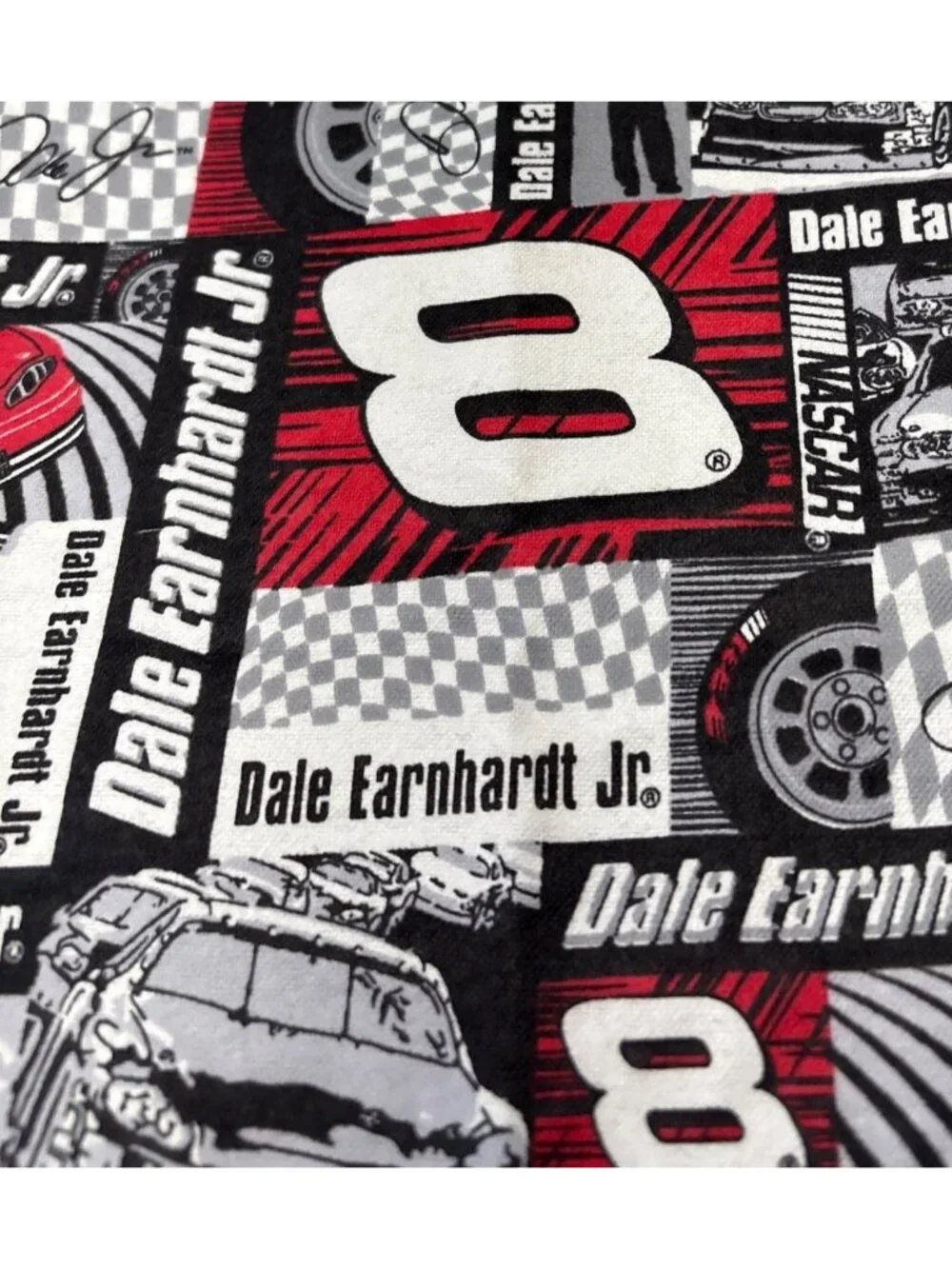 Dale Earnhardt Jr NASCAR Flannel Fabric Racing Cars Checkerboard 20x44